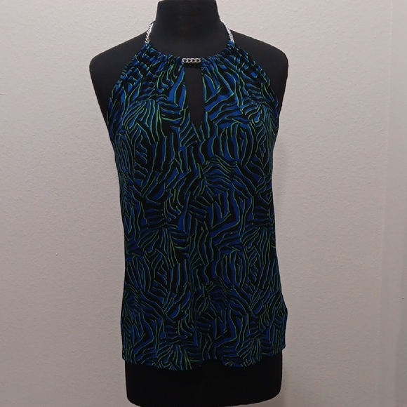 Michael Kors Tops - Michael Michael Kors Chain Halter Neck Blue and Green Top Size  Medium